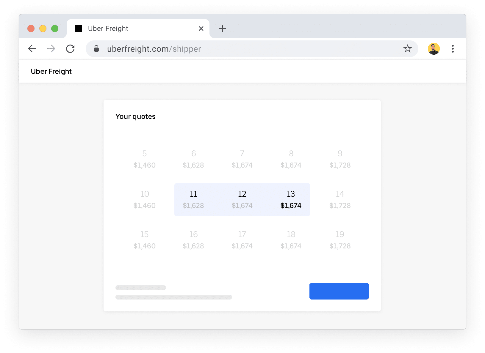 instant-quote screen grab of shipping software