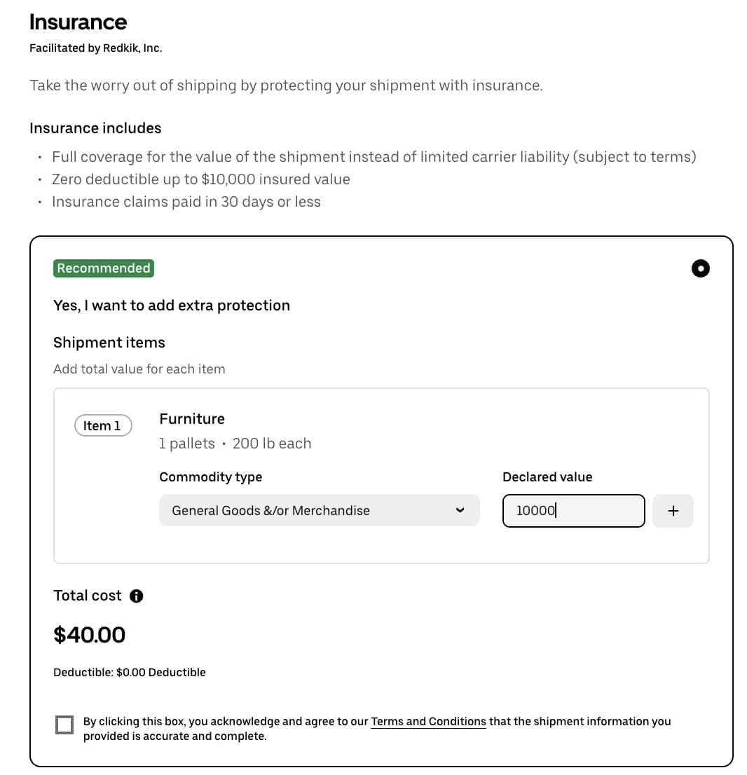 LTL-insurance screen grab of shipping software